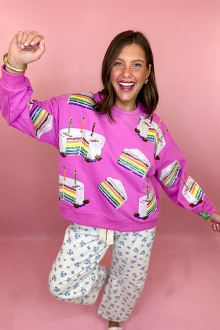 Queen Of Sparkles Hot Pink Birthday Cake Sweatshirt