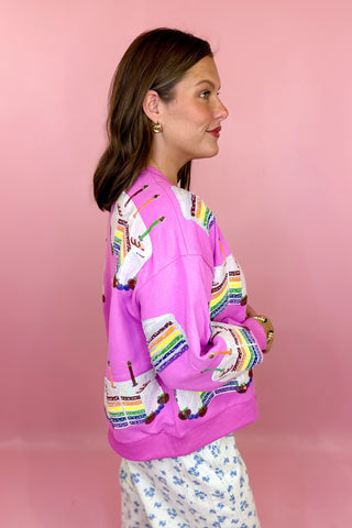 Queen Of Sparkles Hot Pink Birthday Cake Sweatshirt