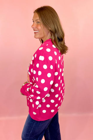 Queen Of Sparkles Hot Pink & White Polka Dot Mahjong Tile Sweater