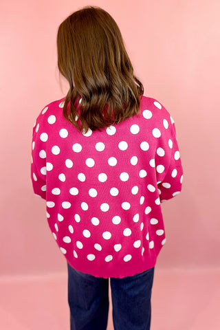 Queen Of Sparkles Hot Pink & White Polka Dot Mahjong Tile Sweater