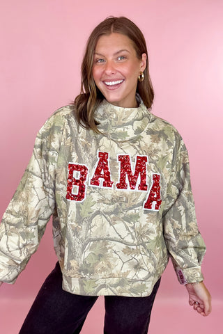 Queen Of Sparkles Licensed BAMA MockNeck Camo Sweatshirt