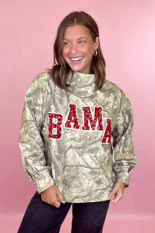 Queen Of Sparkles Licensed BAMA MockNeck Camo Sweatshirt