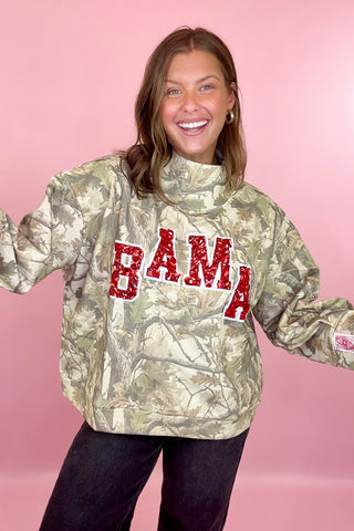 Queen Of Sparkles Licensed BAMA MockNeck Camo Sweatshirt