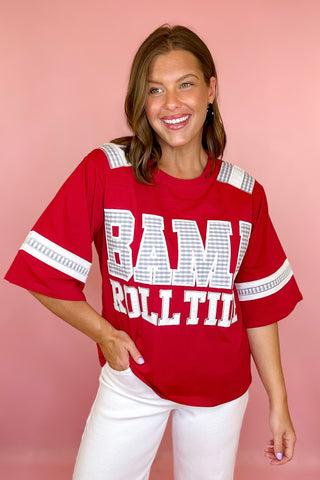 Queen Of Sparkles Licensed BAMA Oversized Gingham Jersey Tee