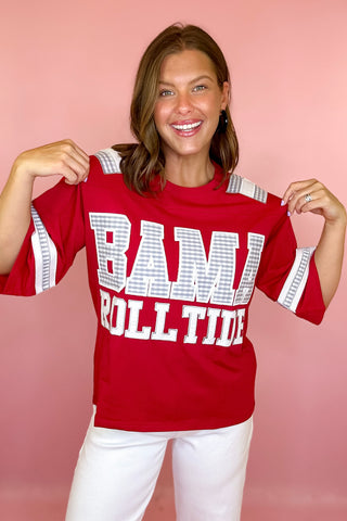 Queen Of Sparkles Licensed BAMA Oversized Gingham Jersey Tee