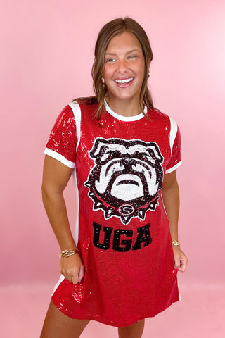 Queen Of Sparkles Licensed Georgia Full Sequin Mascot Tee Dress