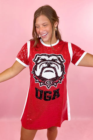 Queen Of Sparkles Licensed Georgia Full Sequin Mascot Tee Dress