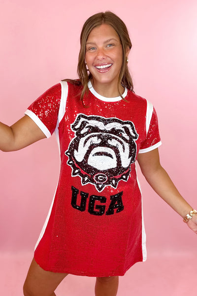 uga jersey dress Queen Of Sparkles: Licensed Georgia Full Sequin Mascot Tee Small Color:Mauve Wine Zimmermann | Dresses | Satin Swank comfortable fit moves with