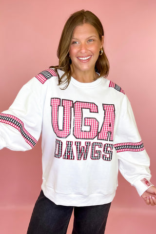 Queen Of Sparkles Licensed UGA Gingham Words Jersey Sweatshirt