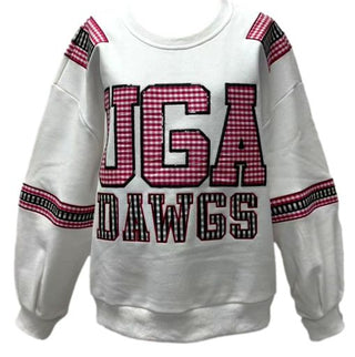 Queen Of Sparkles Licensed UGA Gingham Words Jersey Sweatshirt