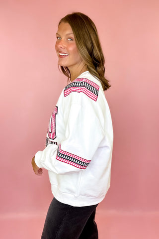 Queen Of Sparkles Licensed UGA Gingham Words Jersey Sweatshirt
