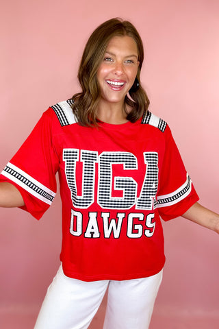Queen Of Sparkles Licensed UGA Oversized Gingham Jersey Tee