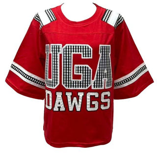 Queen Of Sparkles Licensed UGA Oversized Gingham Jersey Tee