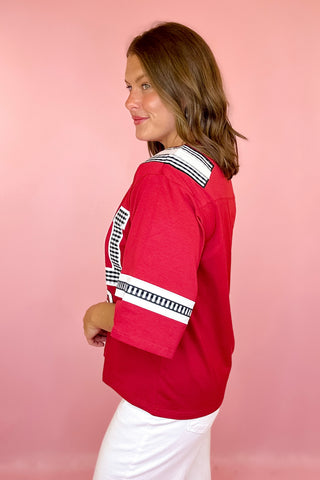 Queen Of Sparkles Licensed USC Oversized Gingham Jersey Tee
