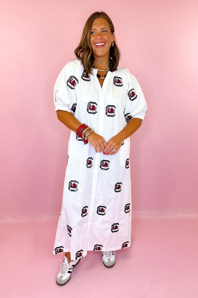 usc white dress Queen Of Sparkles: Licensed Scattered Mascot Midi Button Up XS soft feel delivers all Kylie Jenner Wears Dazzling Quantity:Single SCH004208_P_4XL