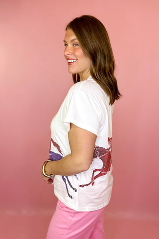 Queen Of Sparkles Multi Jockey On Horses Tee