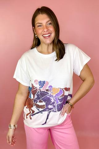 Queen Of Sparkles Multi Jockey On Horses Tee