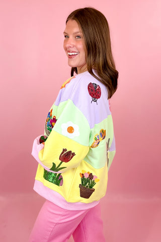 Queen Of Sparkles Pastel Colorblock Easter Icon Sweatshirt