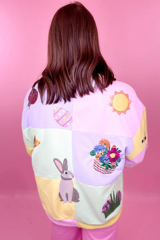 Queen Of Sparkles Pastel Colorblock Easter Icon Sweatshirt