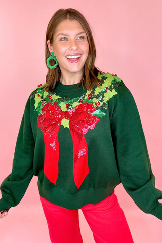 Queen Of Sparkles Red Wreath Around Neck Sweater