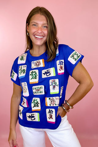 Queen Of Sparkles: Royal Blue Mahjong Tile Tee