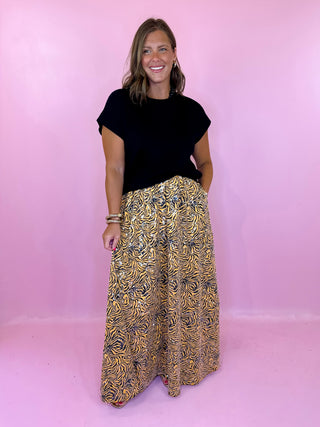 Queen Of Sparkles: Sequin Tiger Print Maxi Skirt