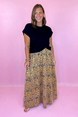 Queen Of Sparkles: Sequin Tiger Print Maxi Skirt