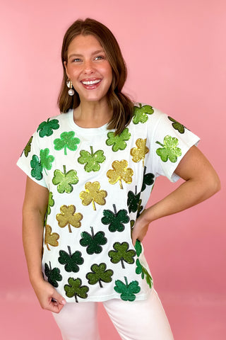 Queen Of Sparkles Shamrock Rhinestone Tee