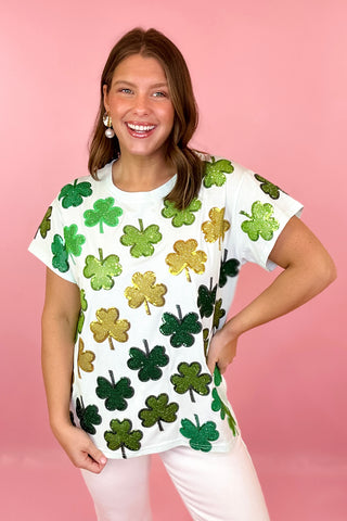 Queen Of Sparkles Shamrock Rhinestone Tee