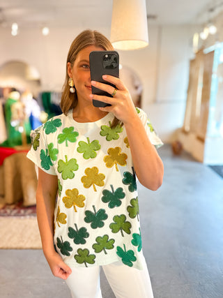 Queen Of Sparkles Shamrock Rhinestone Tee