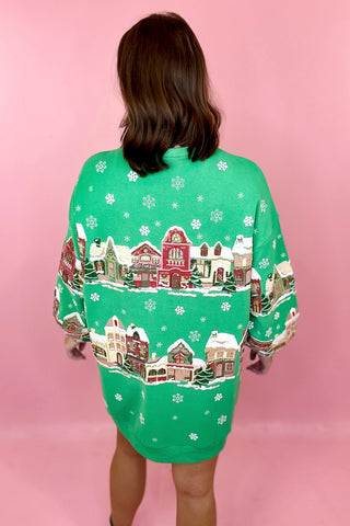 Queen Of Sparkles Snowy Christmas Village Sweatshirt Dress