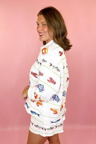 Queen Of Sparkles Striped Seafood Gauze Short