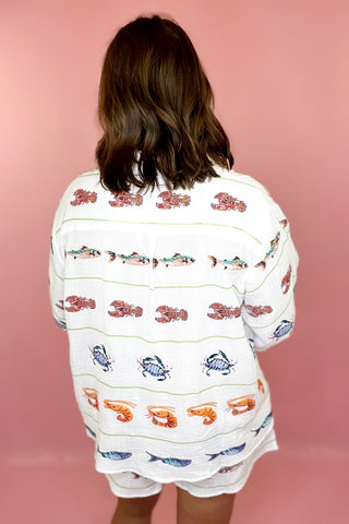 Queen Of Sparkles Striped Seafood Gauze Short