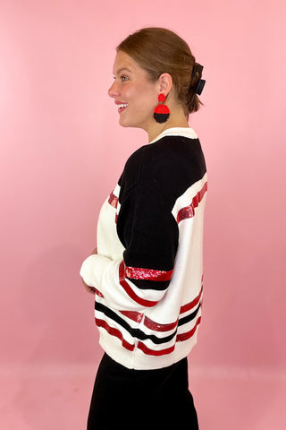 Queen Of Sparkles UGA Striped Colorblock Sweater
