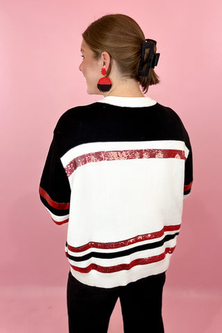 Queen Of Sparkles UGA Striped Colorblock Sweater