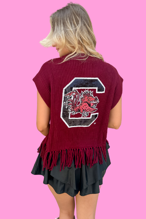 Queen Of Sparkles USC Gamecocks Fringe Sweater