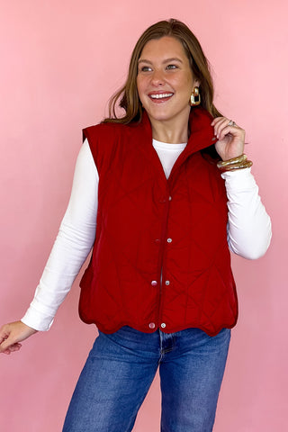 scalloped quilted vest