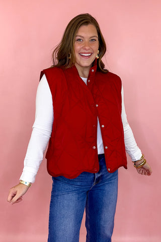 scalloped quilted vest