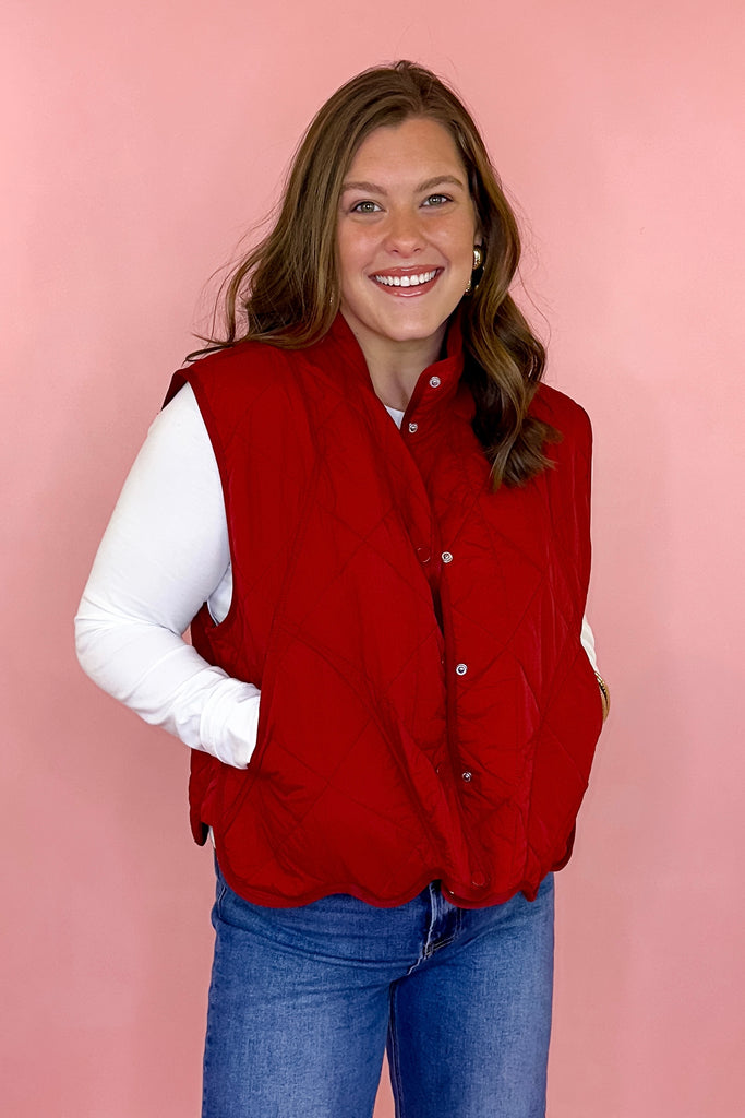 scalloped quilted vest