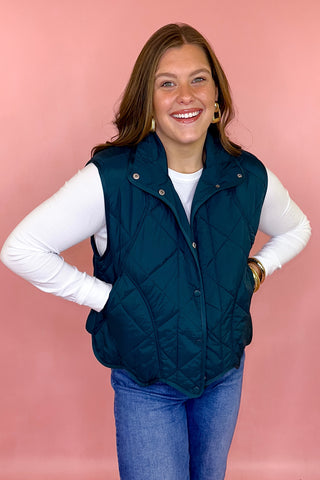 scalloped quilted vest