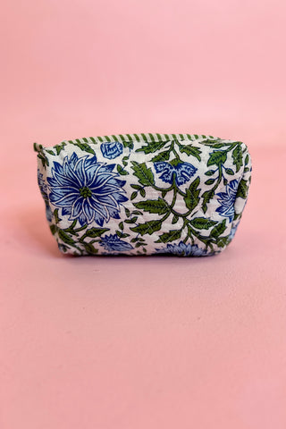 Quilted Cosmetic Bag Set Floral Leaves