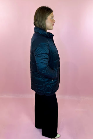 Quilted Long Puffer Jacket Black