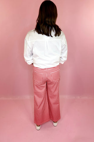 Gingham Straight Leg Pants Red