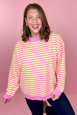 pink and yellow stripe pullover