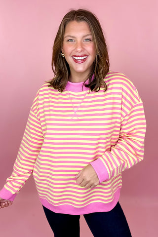 pink and yellow stripe pullover