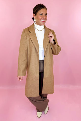 Sadie Classic Notch Long Coat Camel