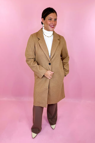 Sadie Classic Notch Long Coat Camel