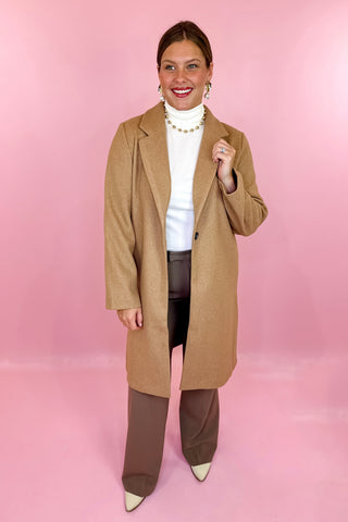 Sadie Classic Notch Long Coat Camel
