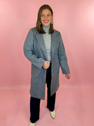 Sadie Classic Notch Long Coat Grey