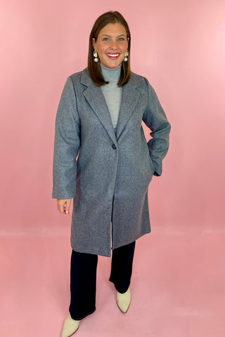 Sadie Classic Notch Long Coat Grey